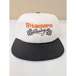 Vintage Husqvarna Racing Hat Cap Americap USA Motorsports Checkered Flag